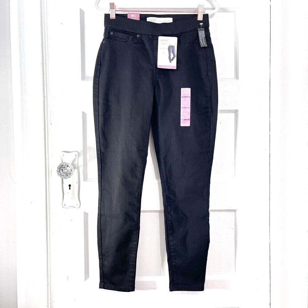 Levi's Signature Jeans Womens 27 x 28 Black Pull-On Skinny High Rise Stretch NEW